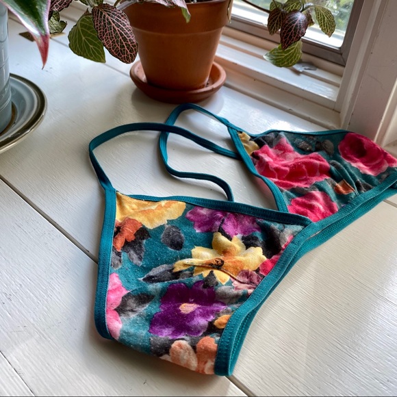 Free People Floral Bralette, Small, Turqoise Pink - Picture 3 of 5